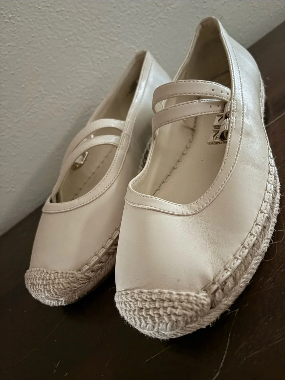 Vince Camuto Cream Mary Jane Espadrille Wedges